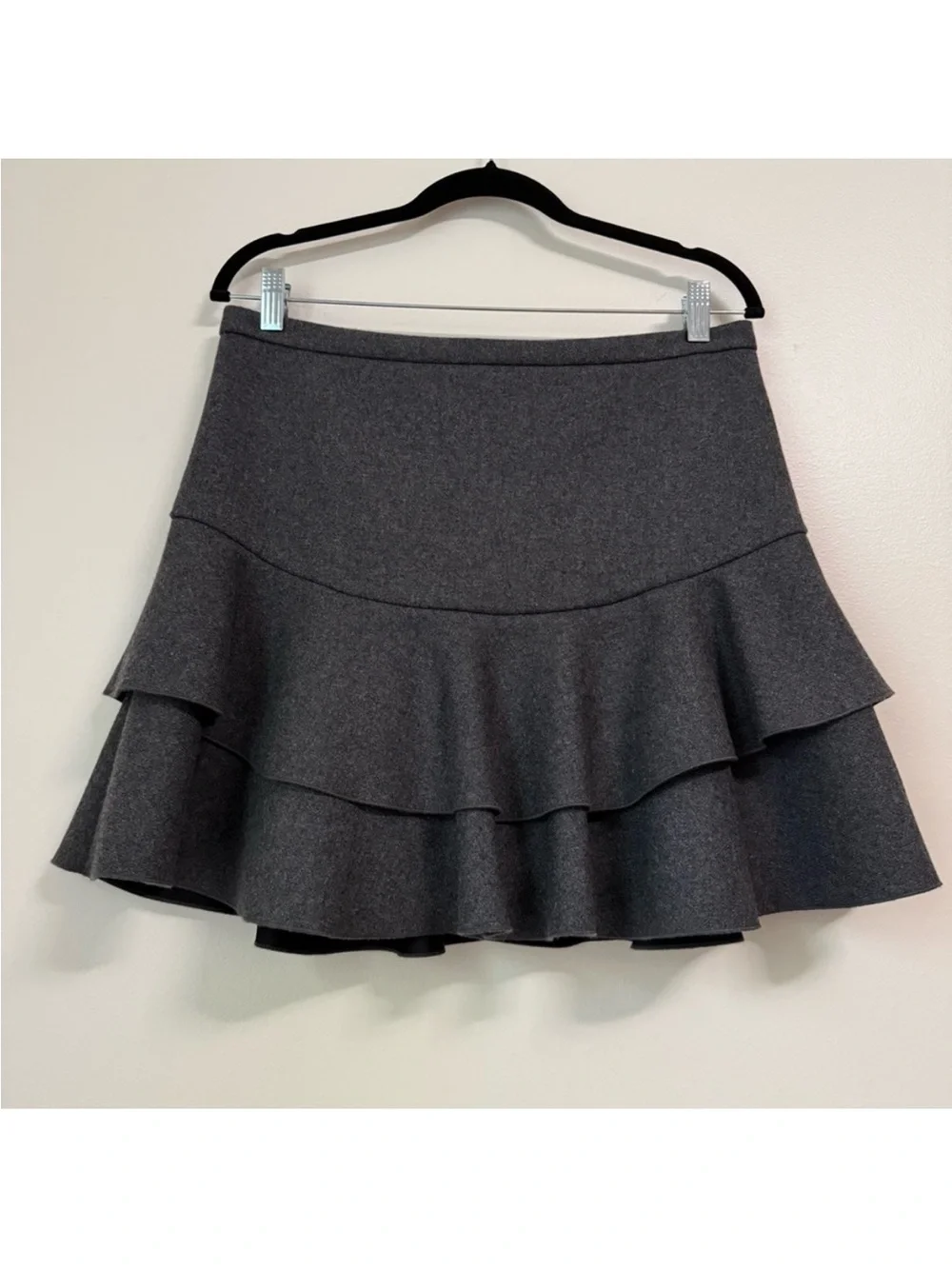 Womens Gray Tiered Ruffle Skirt 6